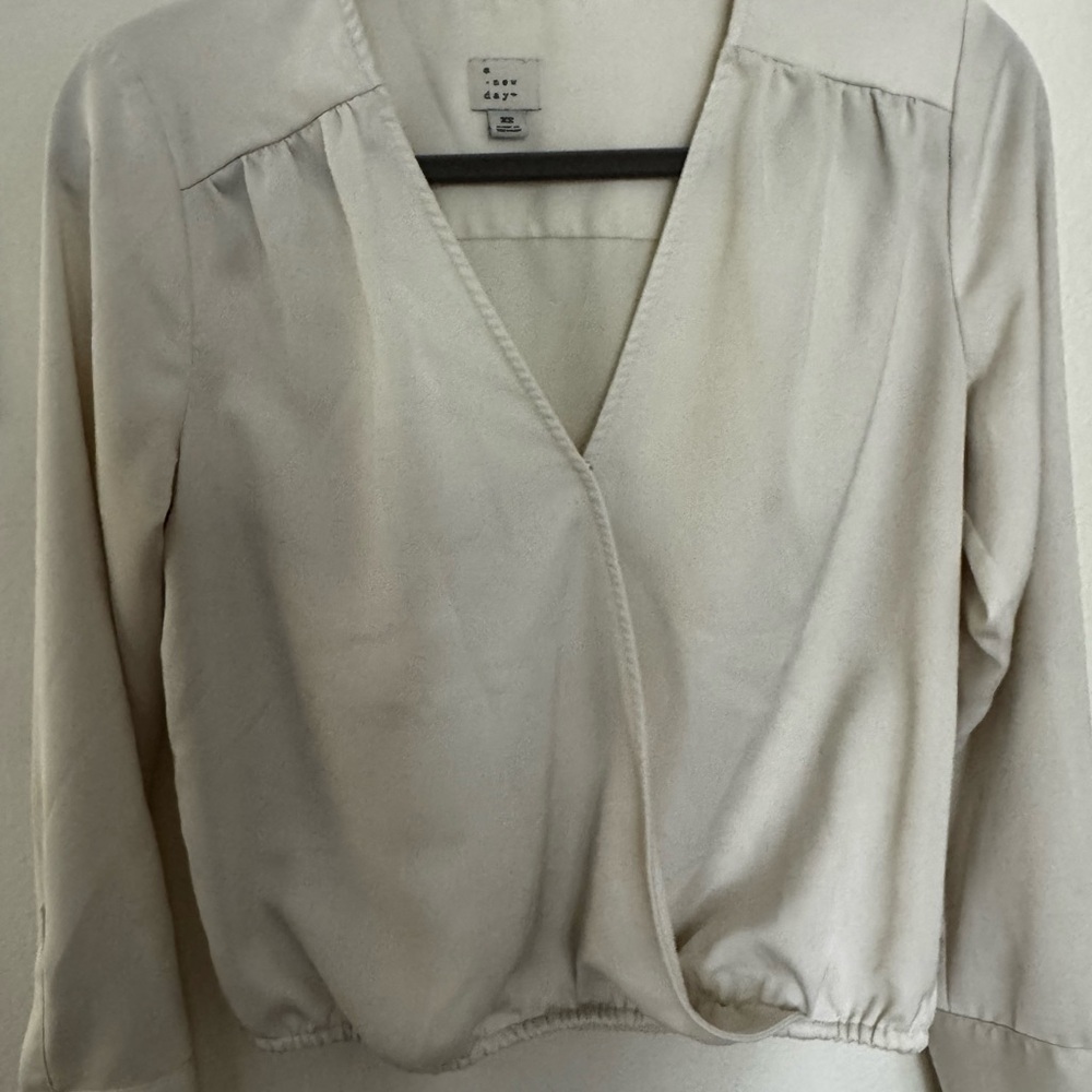 A New Day Cream V-Neck Blouse